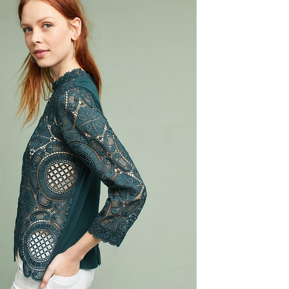 NEW Anthropologie Laced Medallion Top - Picture 2 of 4